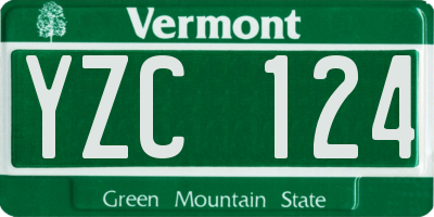 VT license plate YZC124