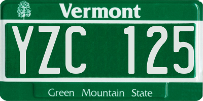 VT license plate YZC125