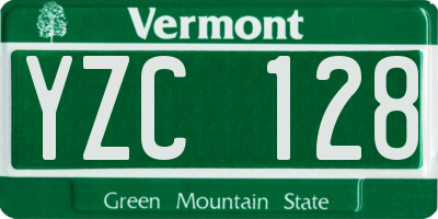 VT license plate YZC128