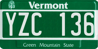 VT license plate YZC136