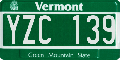 VT license plate YZC139