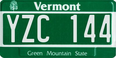 VT license plate YZC144
