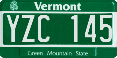 VT license plate YZC145
