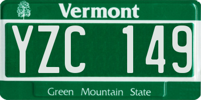 VT license plate YZC149