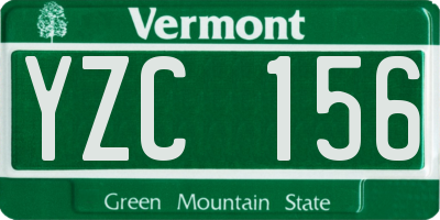 VT license plate YZC156