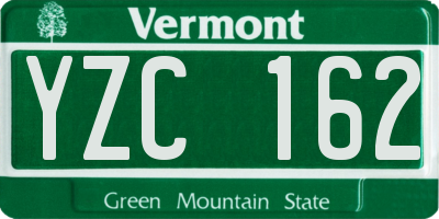 VT license plate YZC162
