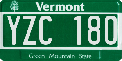 VT license plate YZC180