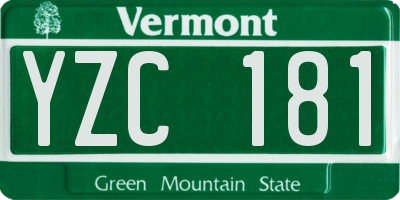 VT license plate YZC181
