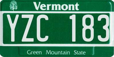 VT license plate YZC183
