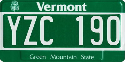VT license plate YZC190