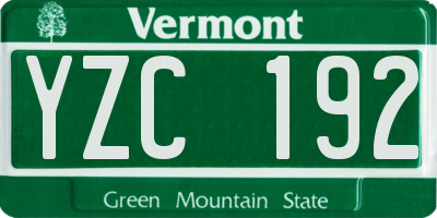 VT license plate YZC192
