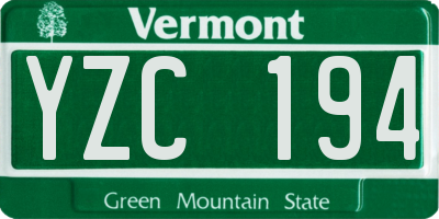 VT license plate YZC194
