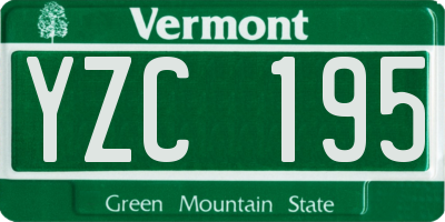 VT license plate YZC195