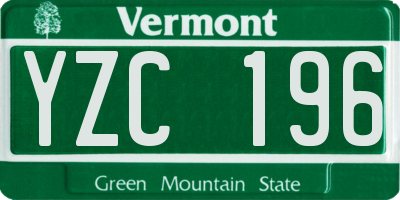 VT license plate YZC196