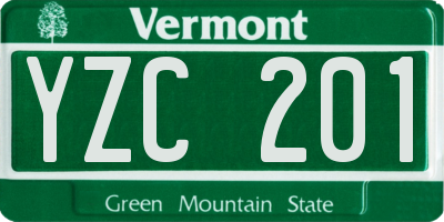 VT license plate YZC201