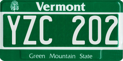 VT license plate YZC202