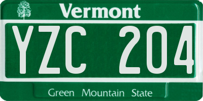 VT license plate YZC204