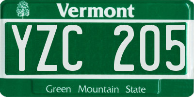 VT license plate YZC205