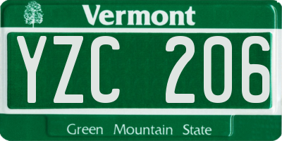 VT license plate YZC206