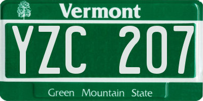 VT license plate YZC207