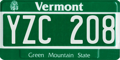 VT license plate YZC208