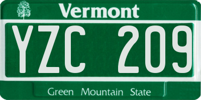 VT license plate YZC209