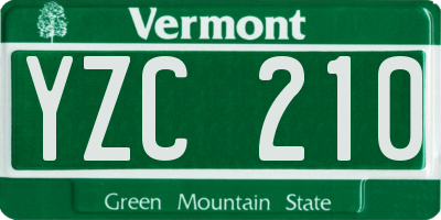 VT license plate YZC210