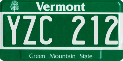 VT license plate YZC212