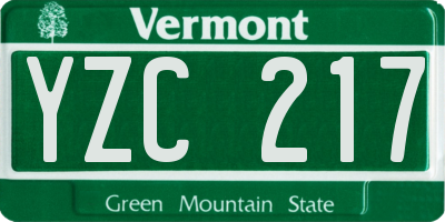 VT license plate YZC217