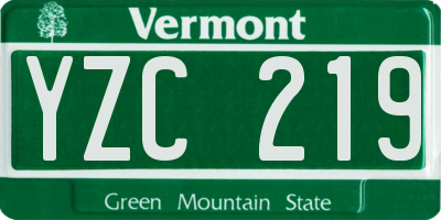 VT license plate YZC219