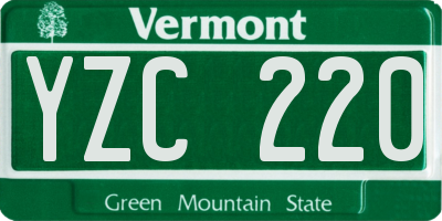 VT license plate YZC220