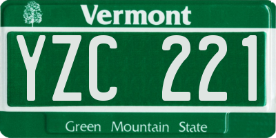 VT license plate YZC221