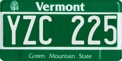 VT license plate YZC225