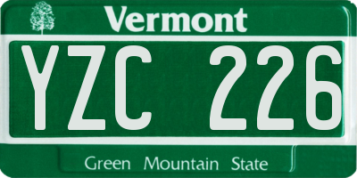 VT license plate YZC226
