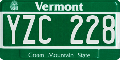 VT license plate YZC228