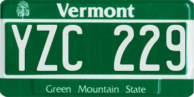 VT license plate YZC229