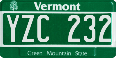 VT license plate YZC232