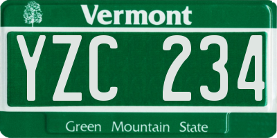 VT license plate YZC234