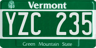 VT license plate YZC235