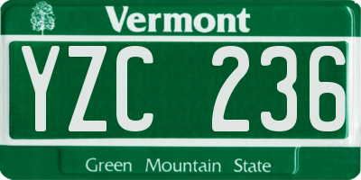 VT license plate YZC236