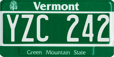 VT license plate YZC242