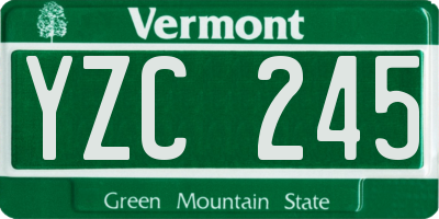 VT license plate YZC245