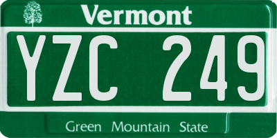 VT license plate YZC249