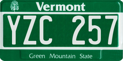 VT license plate YZC257