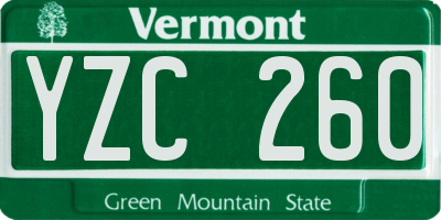 VT license plate YZC260