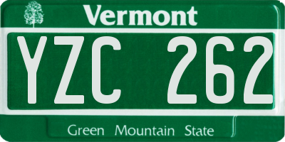 VT license plate YZC262