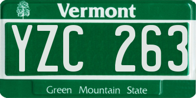 VT license plate YZC263