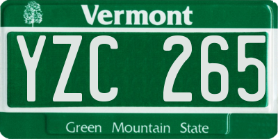 VT license plate YZC265