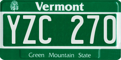 VT license plate YZC270