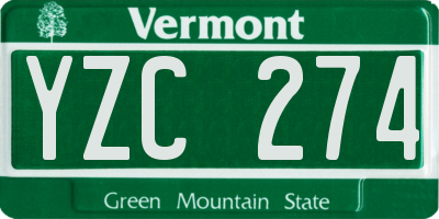 VT license plate YZC274